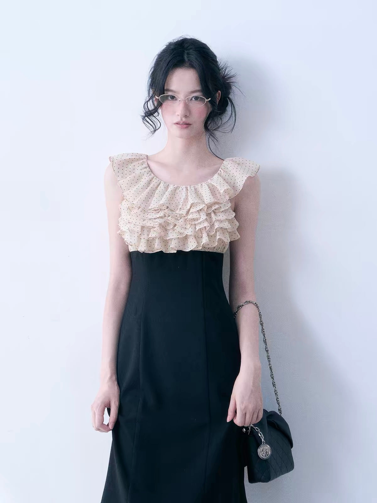 【dress】ドットフリルドッキングミニワンピース＆ミディワンピース   N3761