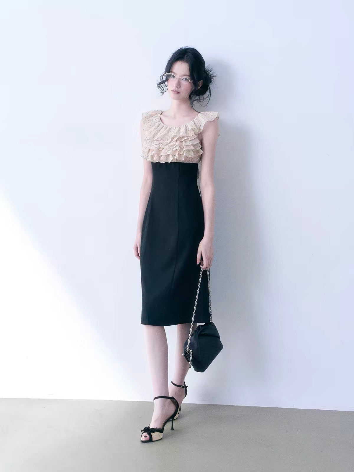 【dress】ドットフリルドッキングミニワンピース＆ミディワンピース   N3761