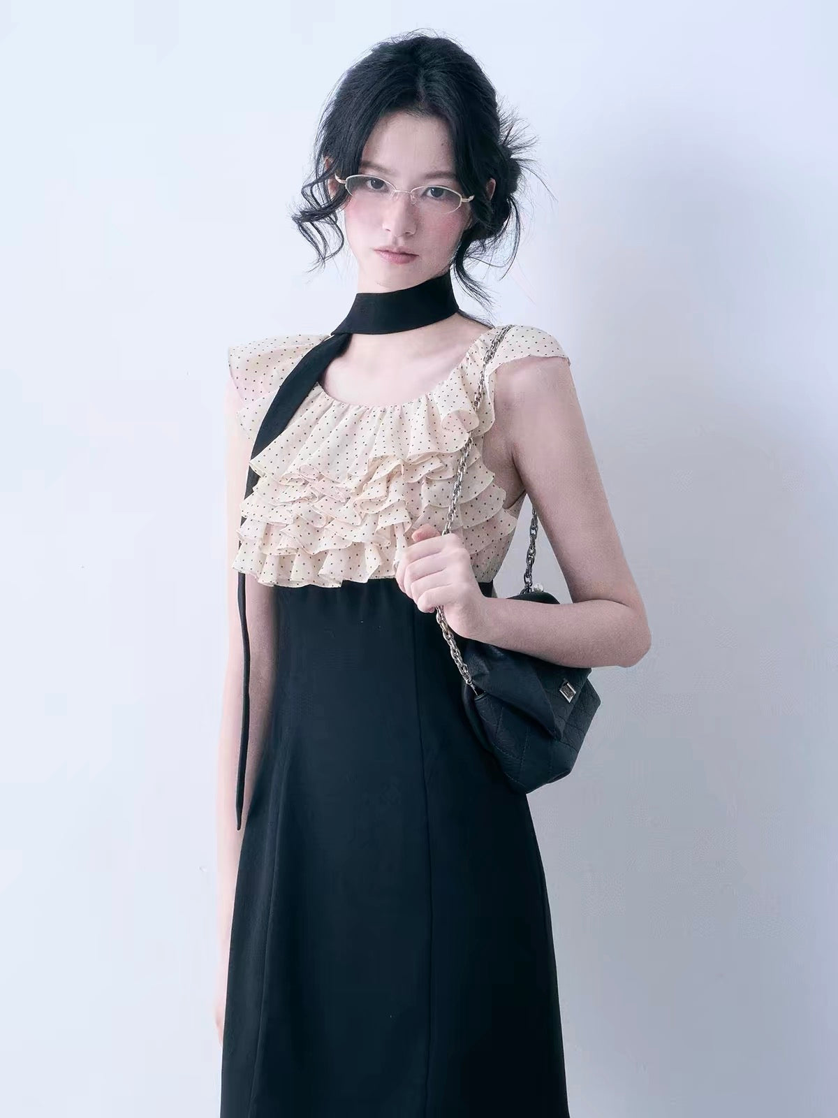 【dress】ドットフリルドッキングミニワンピース＆ミディワンピース   N3761