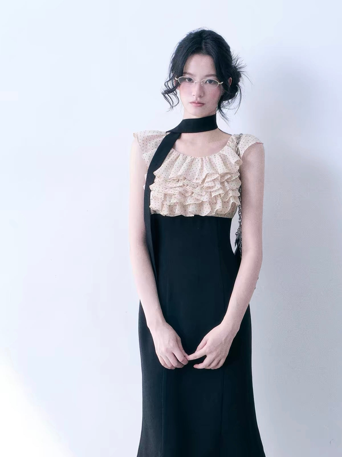 【dress】ドットフリルドッキングミニワンピース＆ミディワンピース   N3761