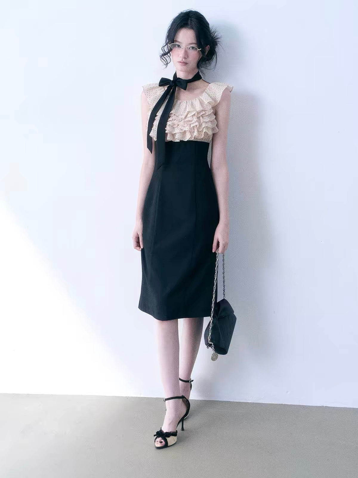 【dress】ドットフリルドッキングミニワンピース＆ミディワンピース   N3761