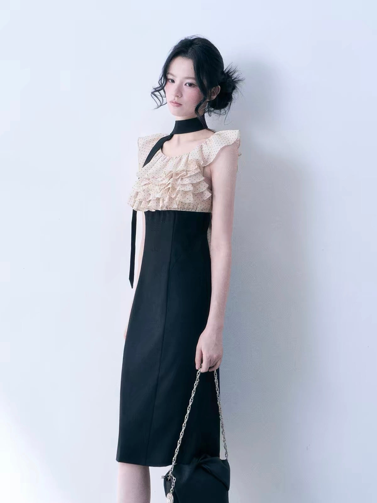 【dress】ドットフリルドッキングミニワンピース＆ミディワンピース   N3761
