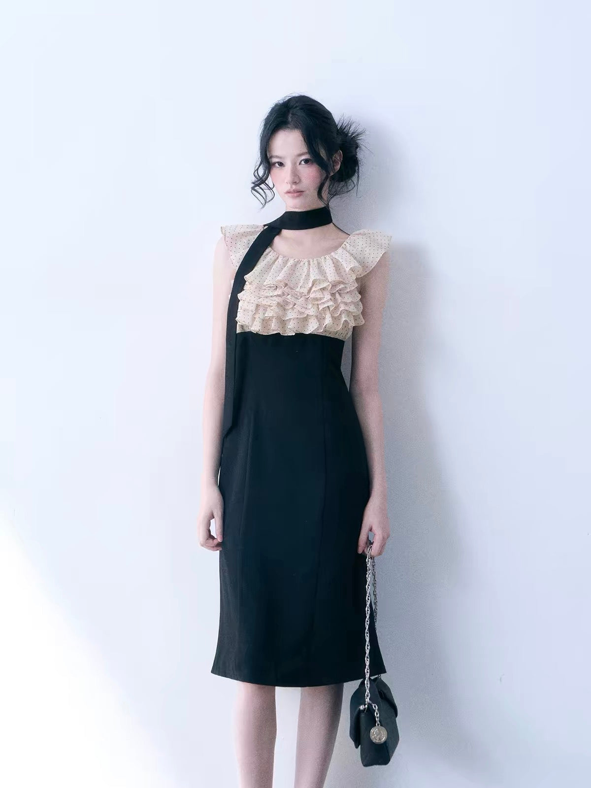 【dress】ドットフリルドッキングミニワンピース＆ミディワンピース   N3761
