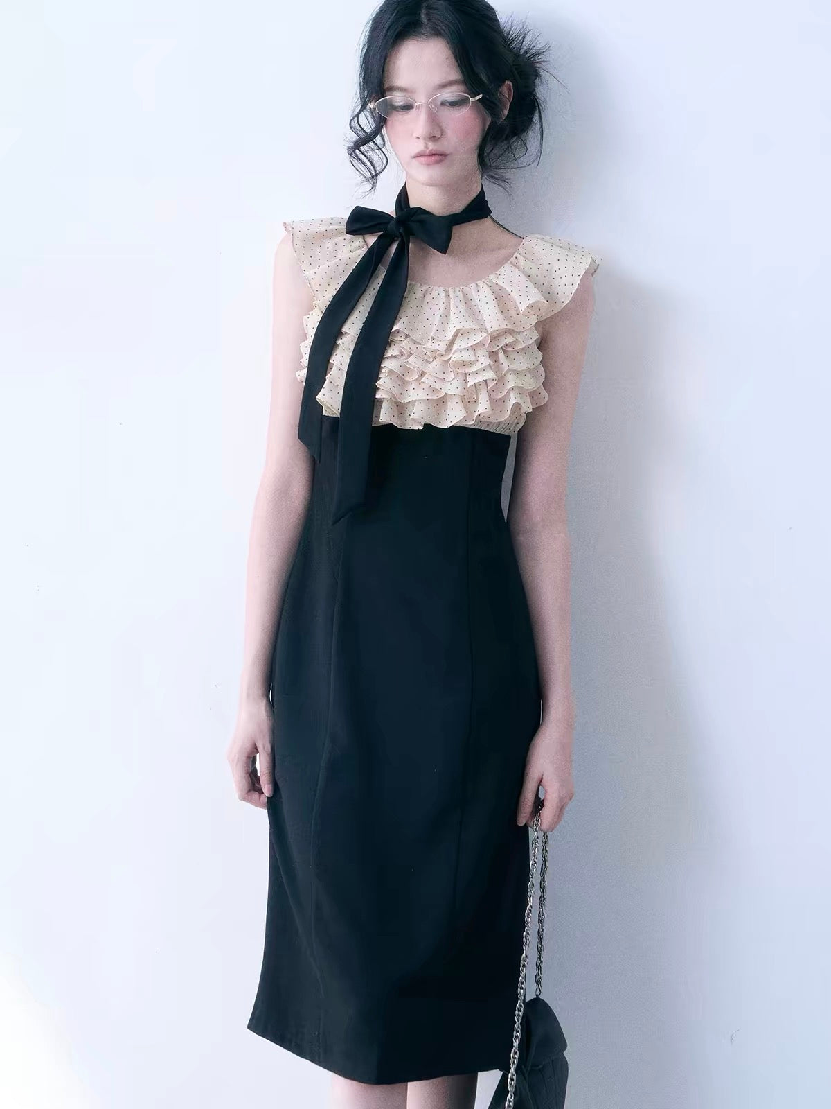 【dress】ドットフリルドッキングミニワンピース＆ミディワンピース   N3761