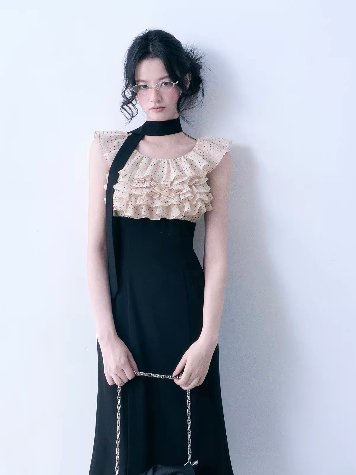 【dress】ドットフリルドッキングミニワンピース＆ミディワンピース   N3761