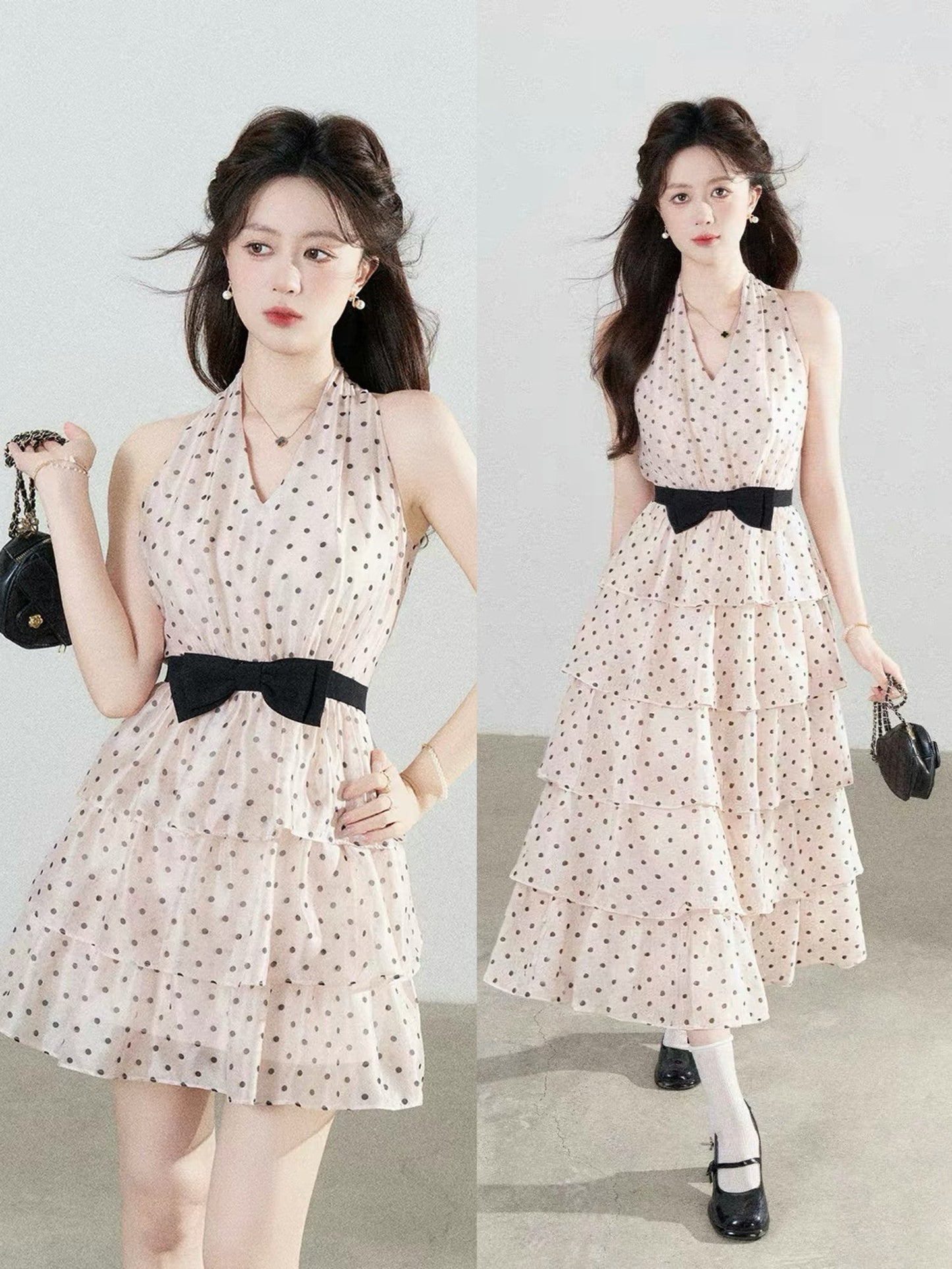 【dress】ドットティアードミニワンピース＆ロングワンピース   N3762