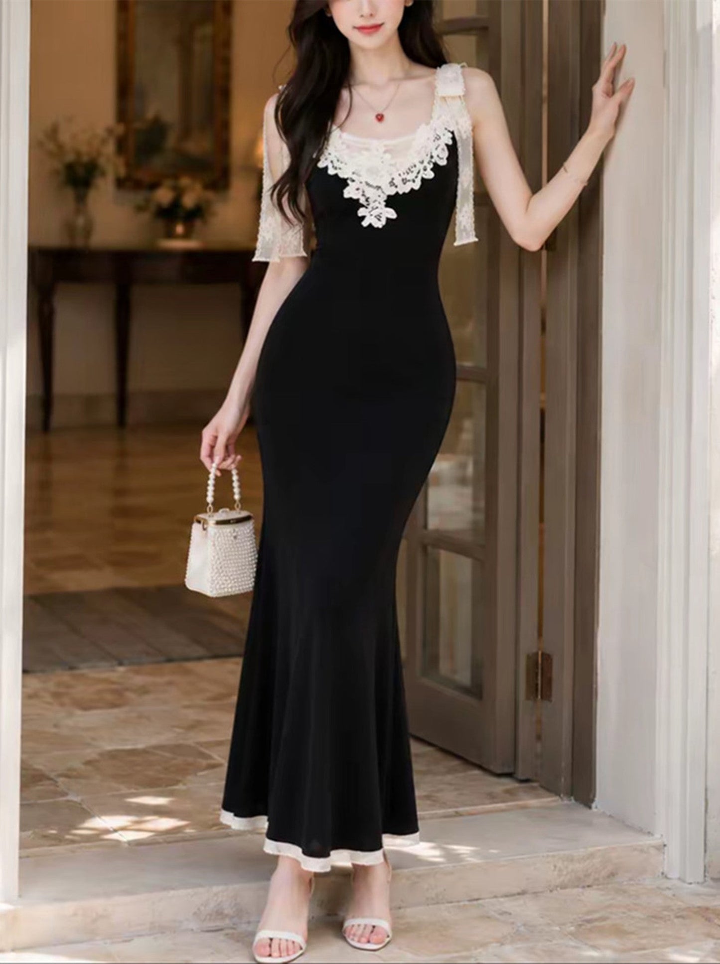 【dress】レースドッキングマーメイドワンピース   N3763