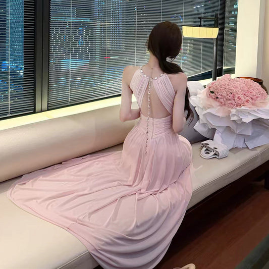 【dress】バックビジューホルターネックワンピース   N3765
