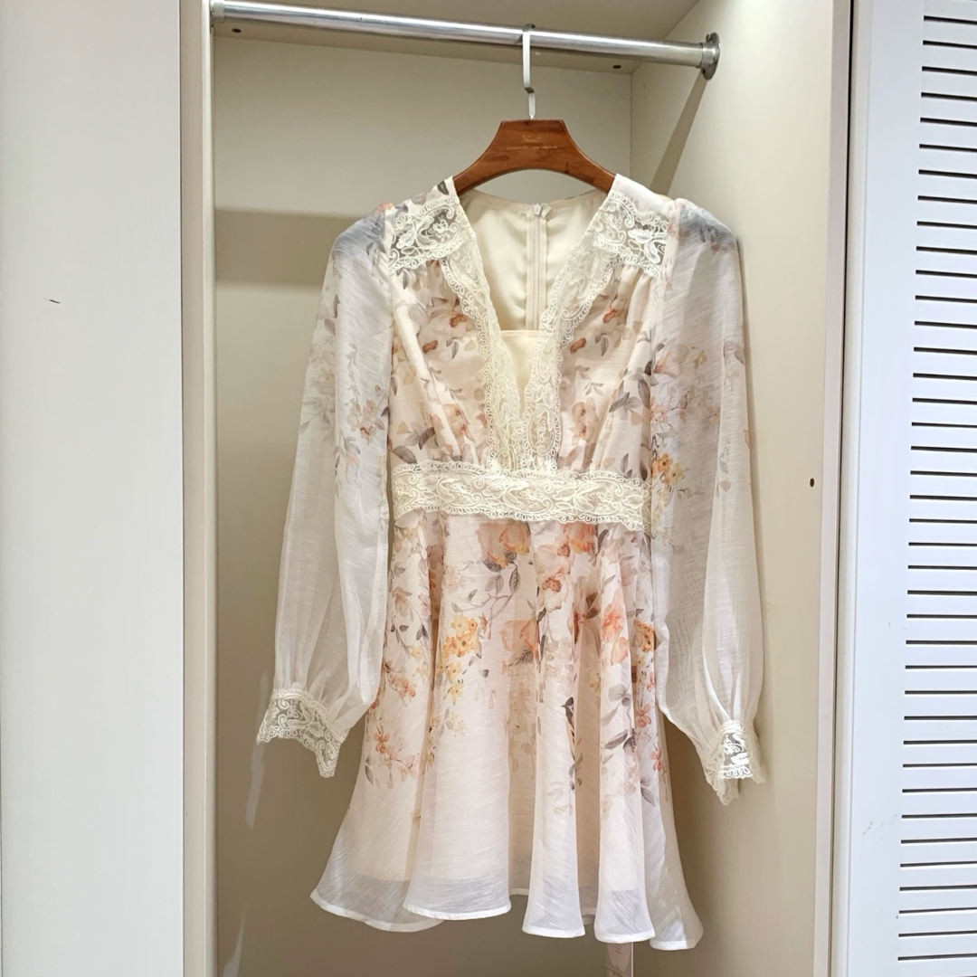 【dress】レースドッキングフラワーミニワンピース   K0629