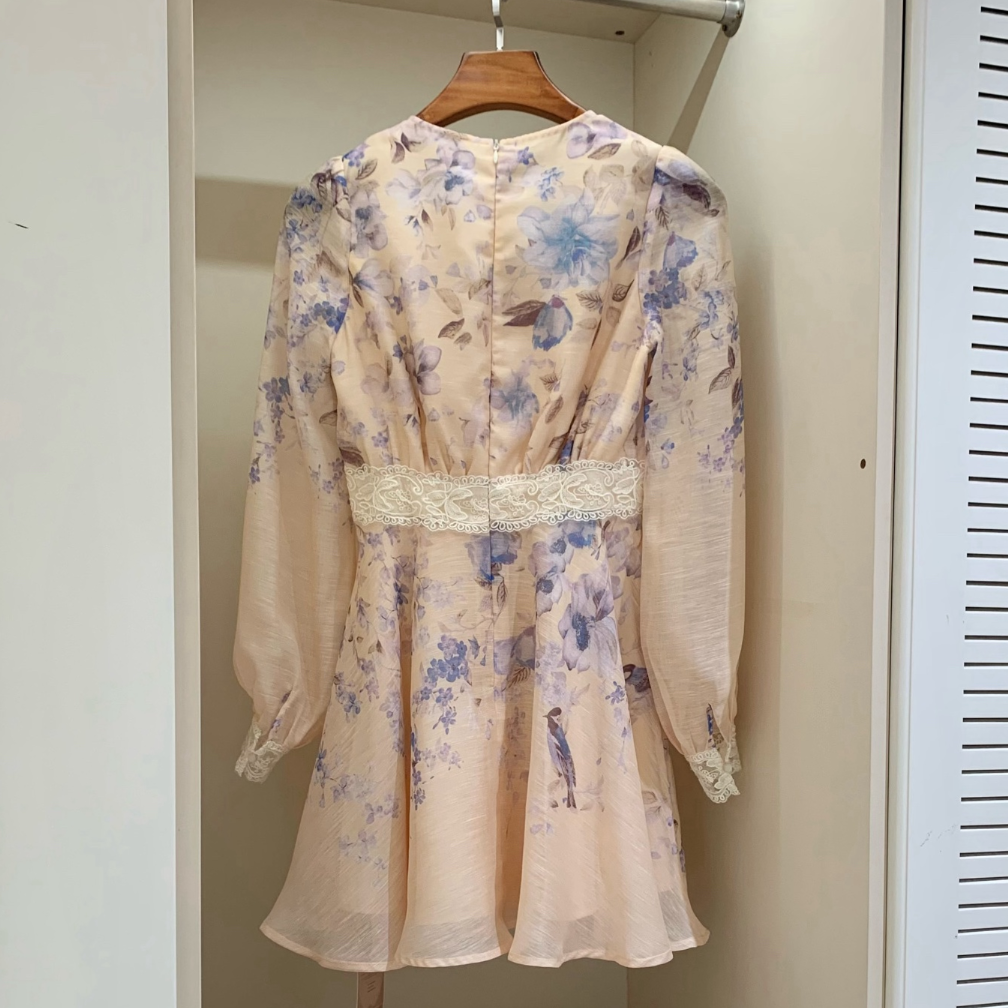 【dress】レースドッキングフラワーミニワンピース   K0629