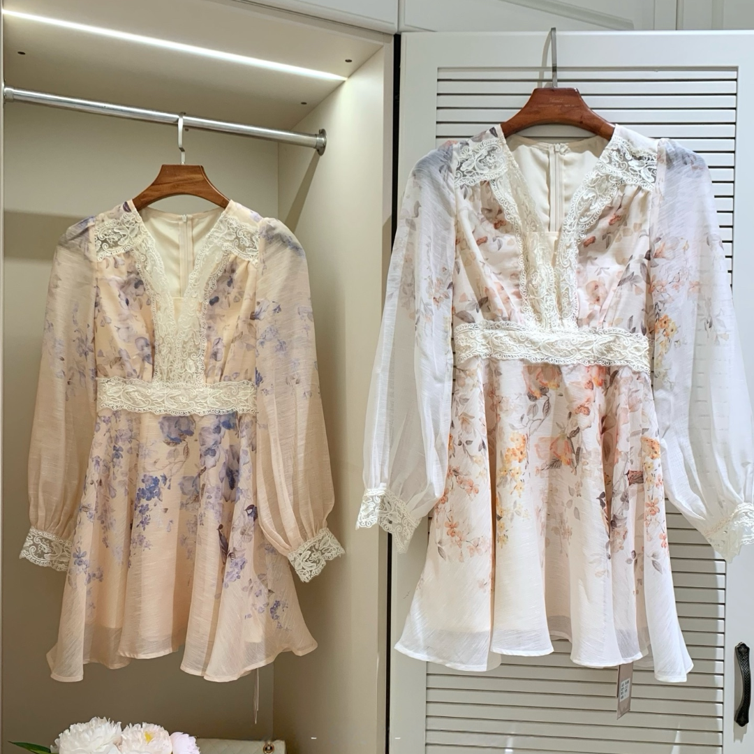【dress】レースドッキングフラワーミニワンピース   K0629