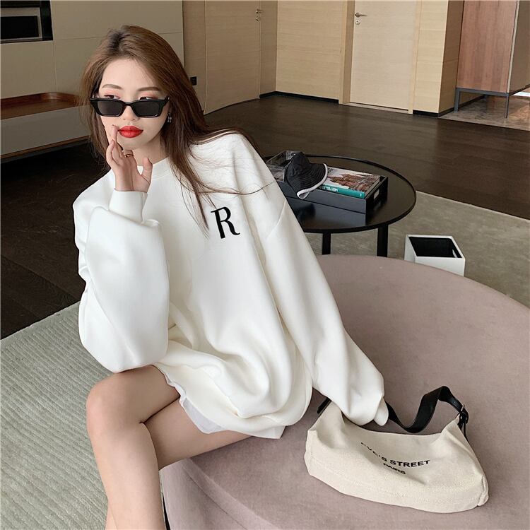 【tops】オシャレ度満点〜気質満点トップス長袖英字柄ラウンドネックINS風パーカー G9174