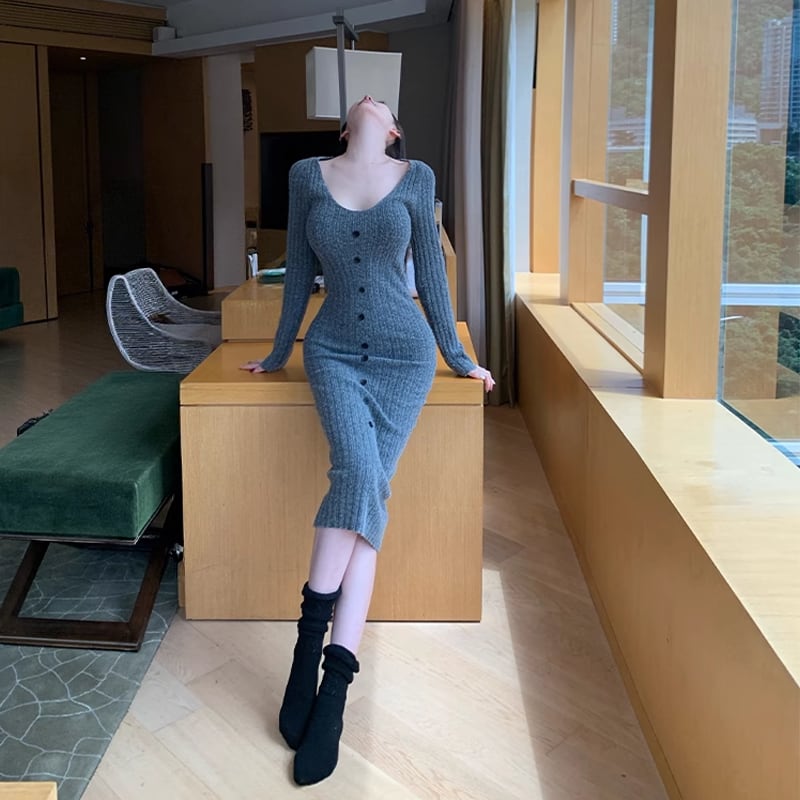 【dress】ニットワンピース Q7355