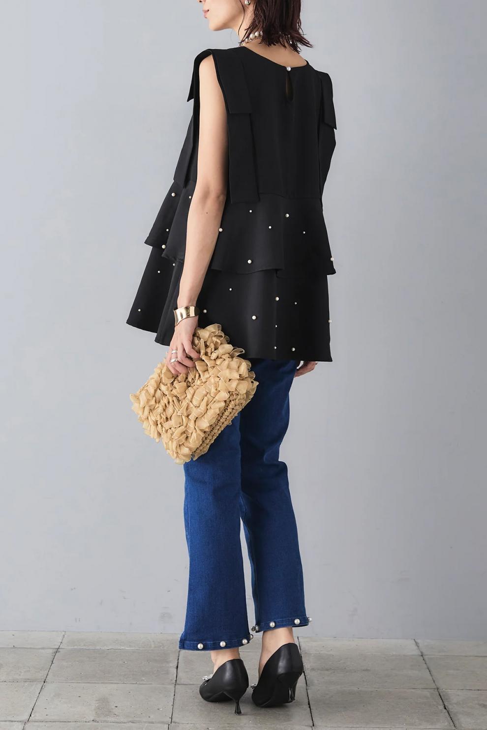 【tops】パールノースリーブトップス　M24912