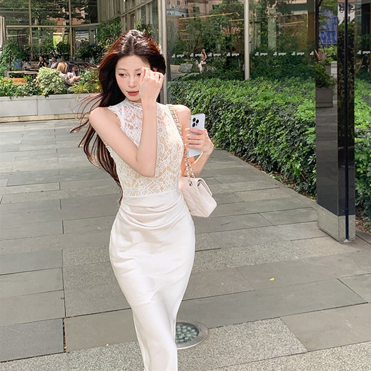 【dress】レース切り替えデートワンピース　N2687