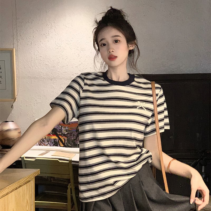 【tops】ボーダー柄Tシャツ　M25136