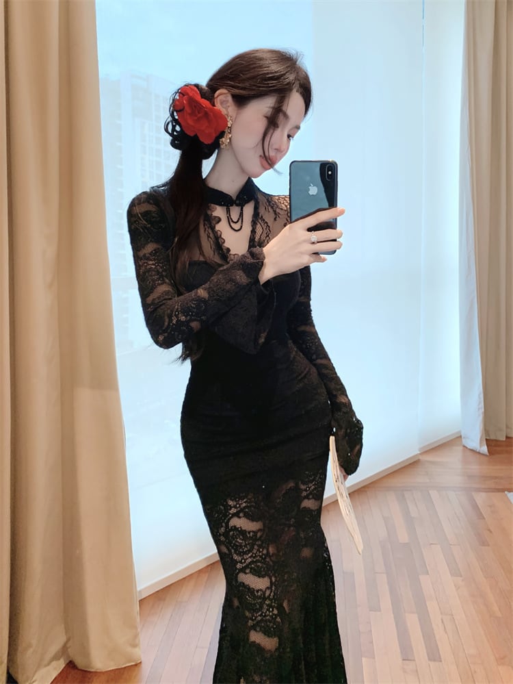 【dress】マーメイドレースデートワンピース　M28372