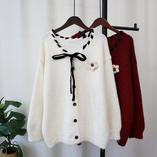 【outer】立体フラワーニットカーデ　M27291