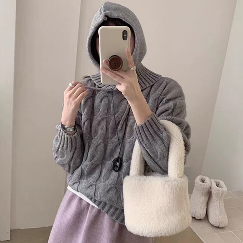 【tops】ニットセーター帽子付き　M28620