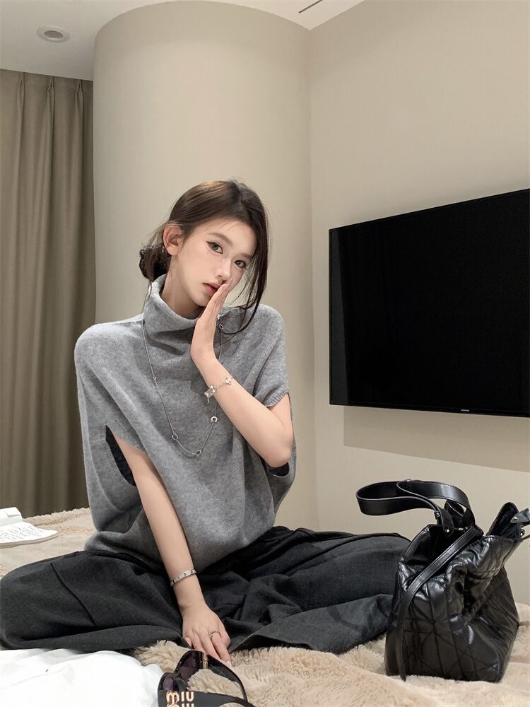 【tops】ハイネックニットケープ　M27049