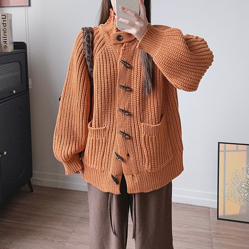 【outer】スタントカラーニットカーディガン Q7143