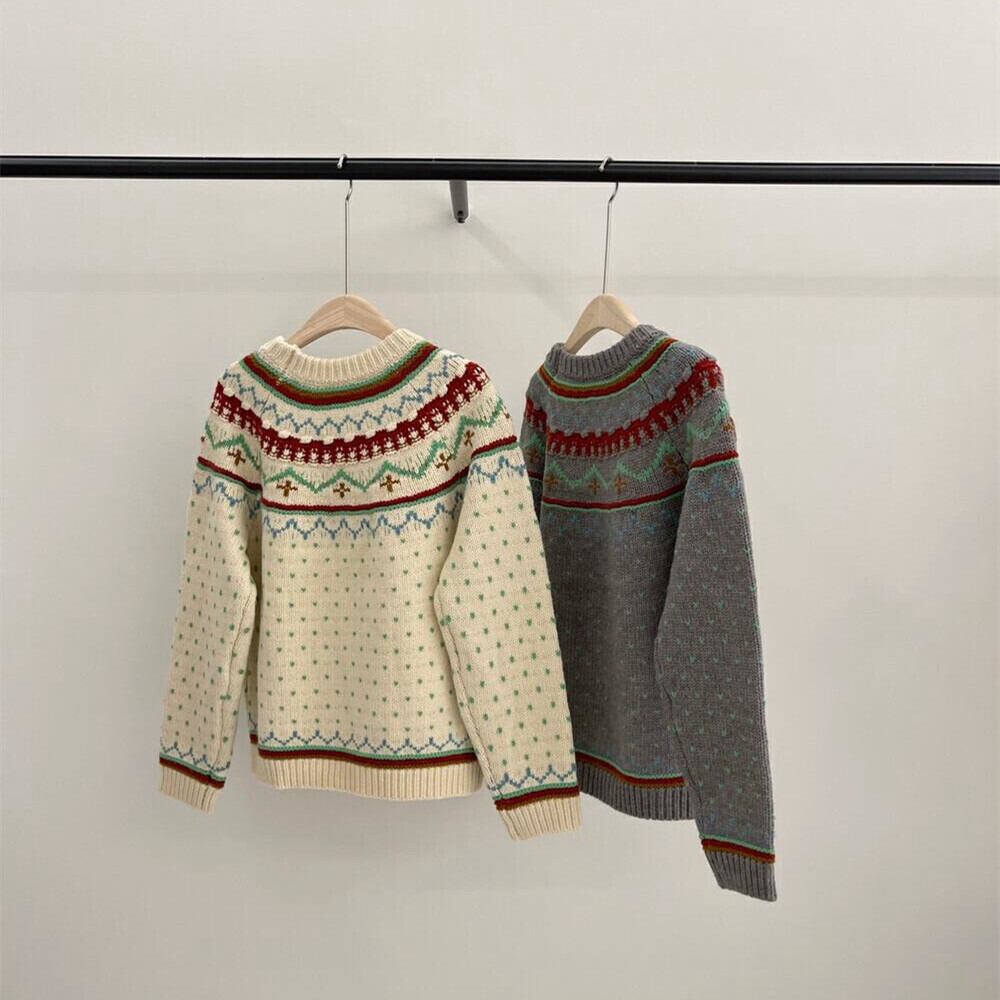 【tops】ジャカードニットセーター　M27107