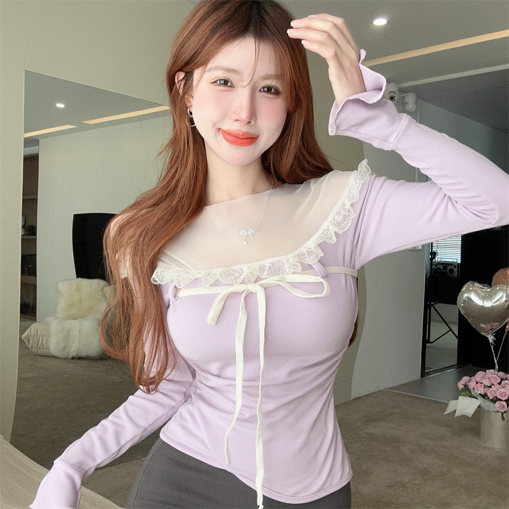 【tops】メッシュ切り替え長袖TシャツG24285
