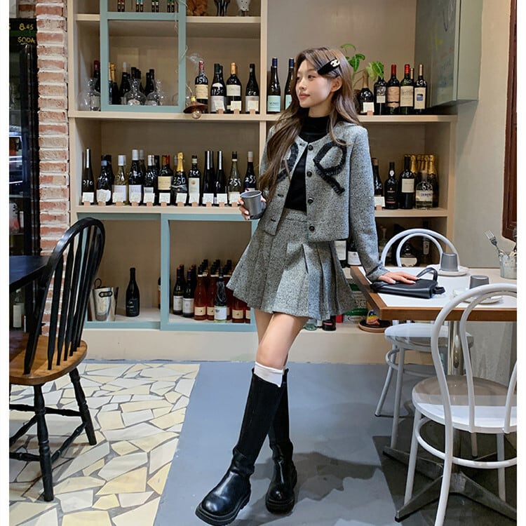 【set】ショートコート×プリーツスカートセット　M27637