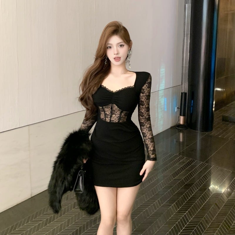【dress】レース切り替えワンピース　M29606
