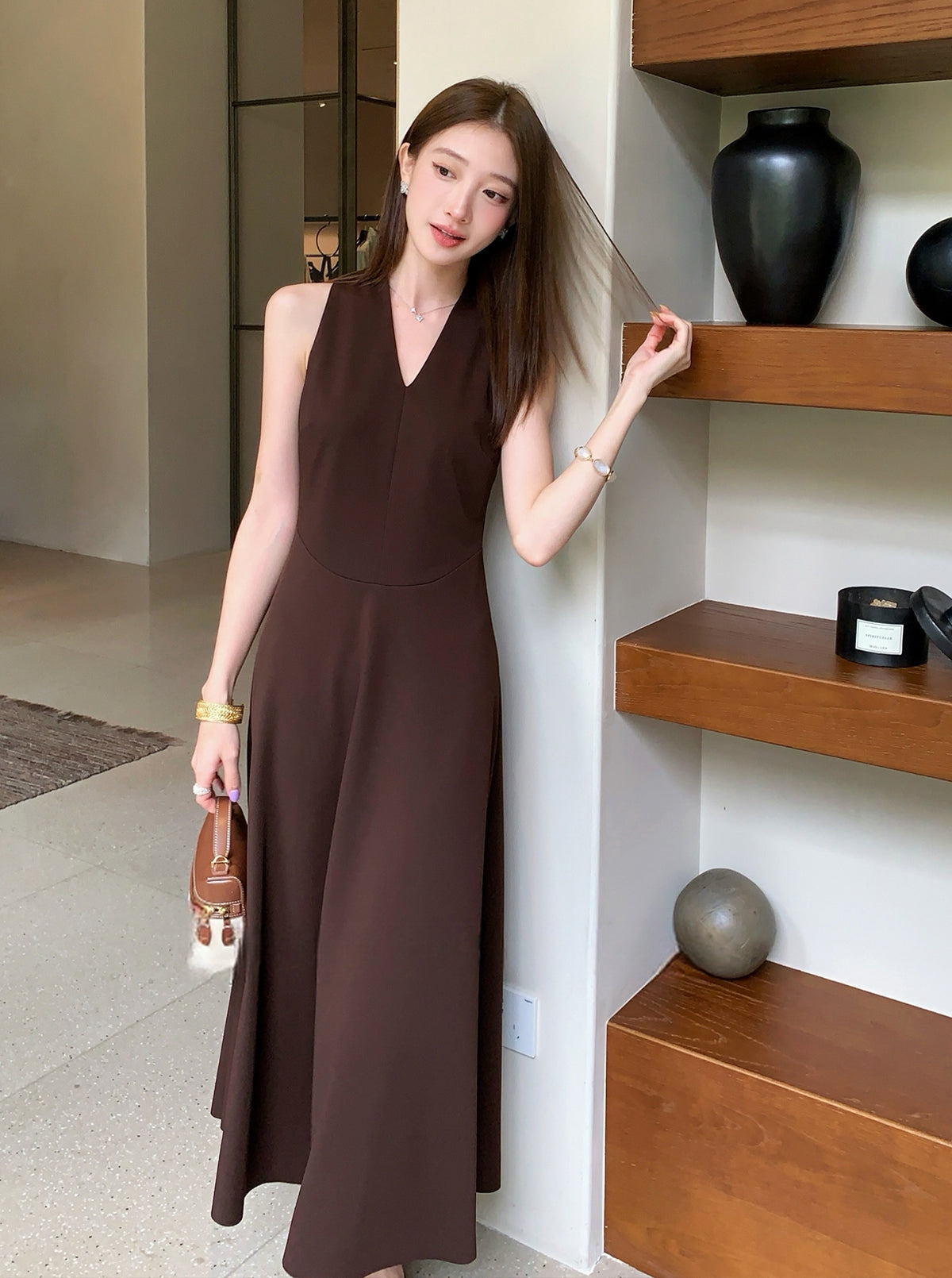【dress】ノースリーブロングワンピース Q8931