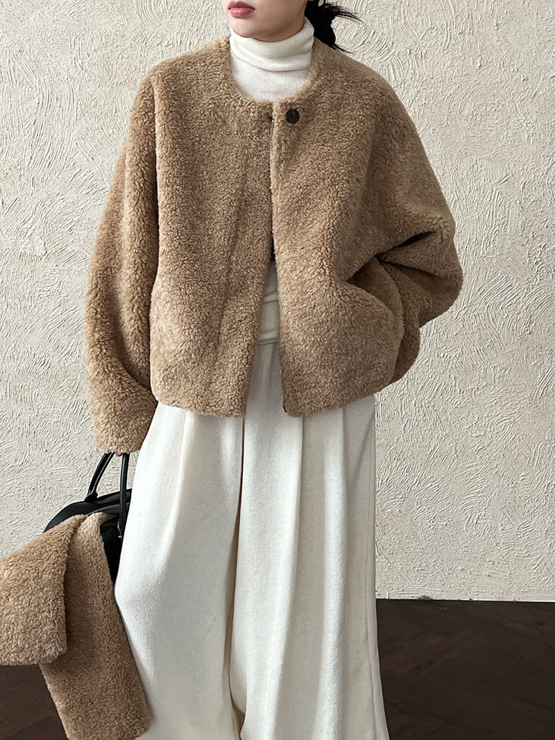 【outer】スカーフ付きシープボアコート Q7225
