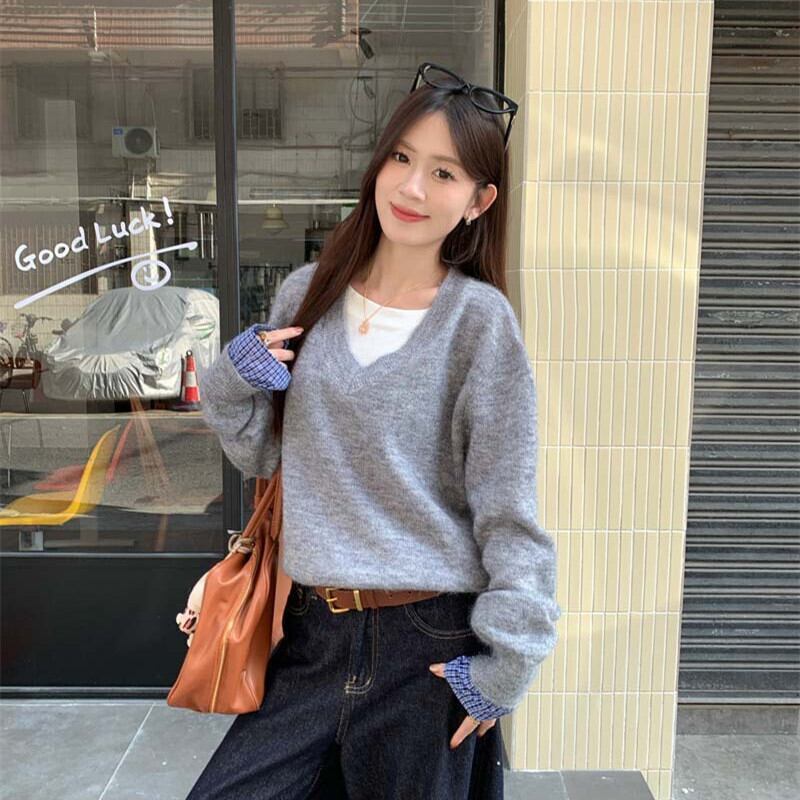 【tops】切り替えニットセーター　M27498