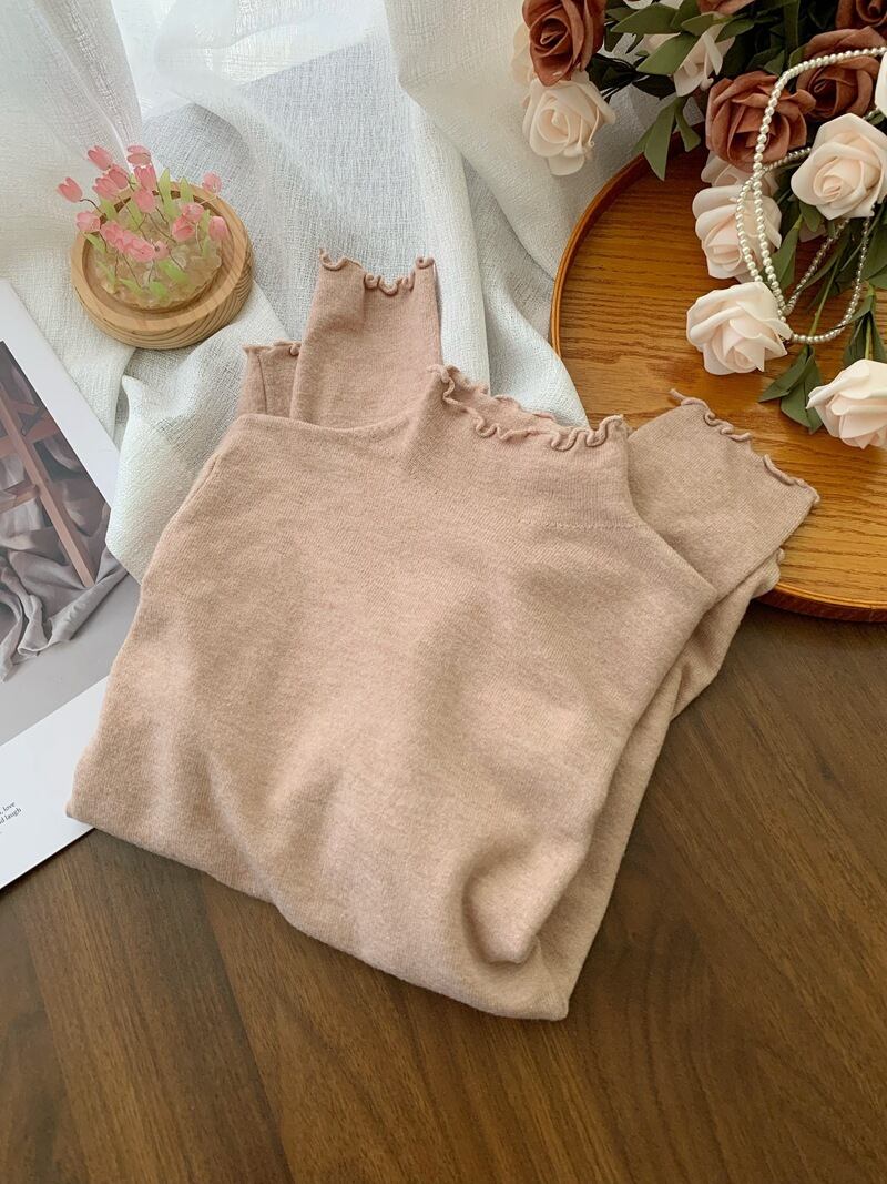 【tops】フリルニットトップス　M27210