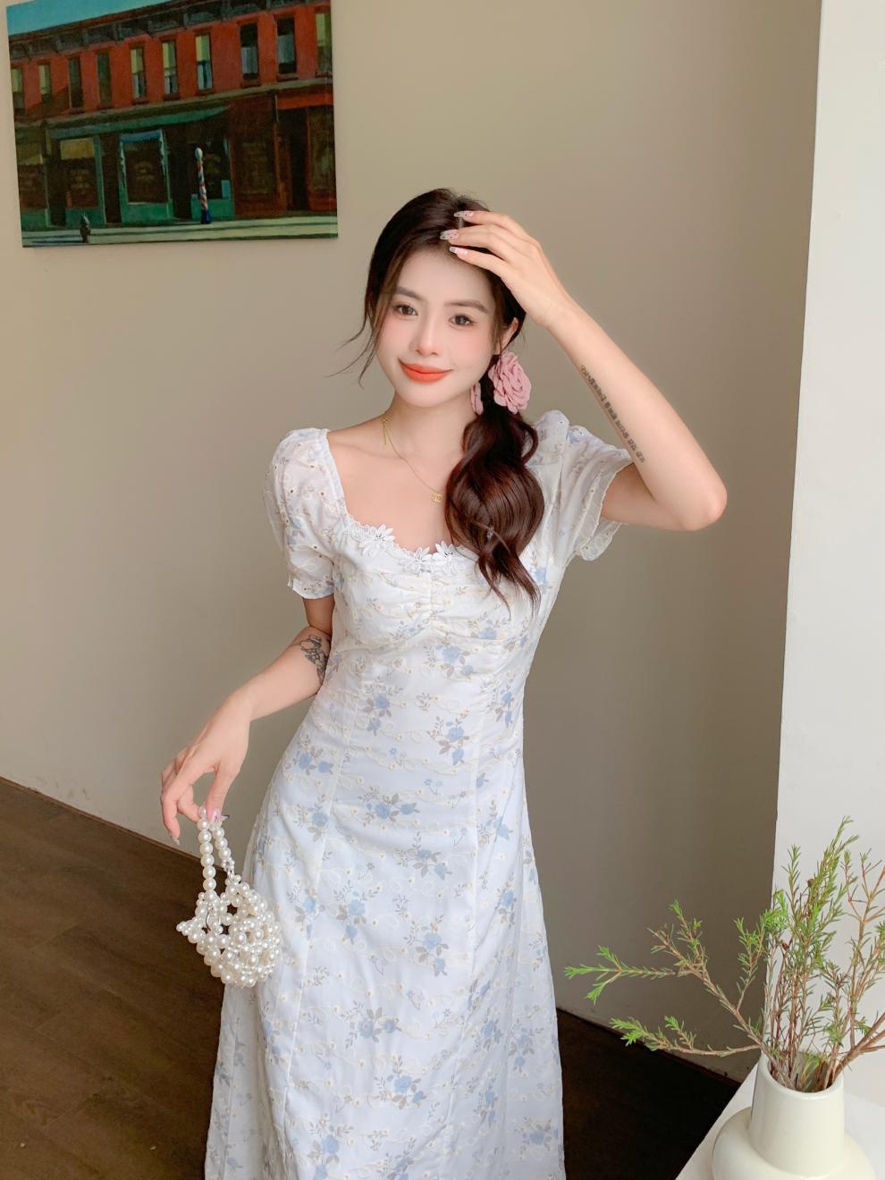 【dress】スウィートスクエアネック花柄ワンピースG21518