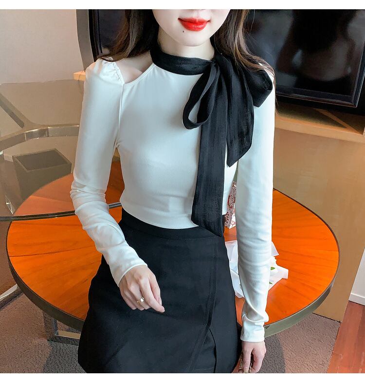 【tops】リボン付きオフショルダートップス　M29380