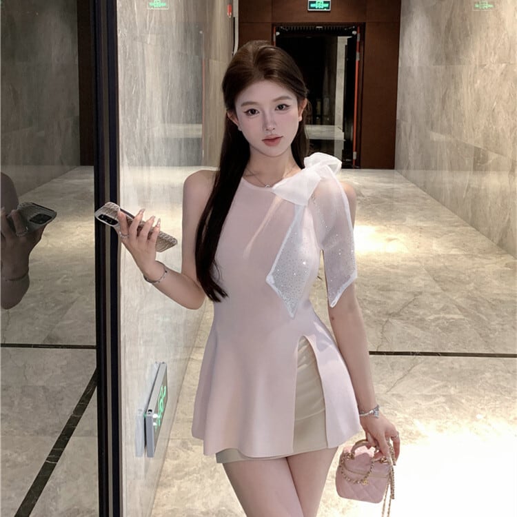 【tops】ノースリーブリボン付きトップス　M24344