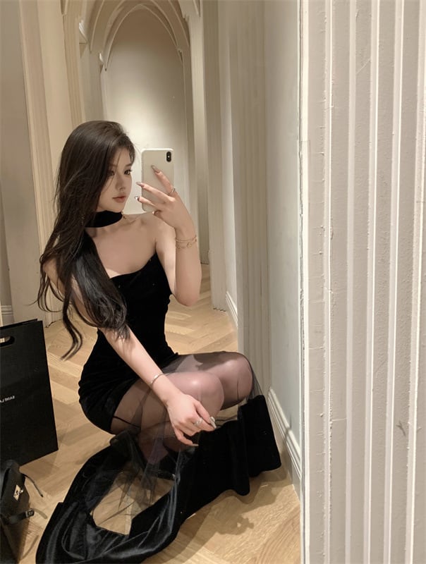 【dress】メッシュ切り替えワンピース G20334