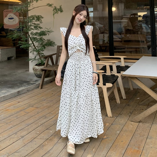 【dress】ドット柄透かし彫りワンピース G21506