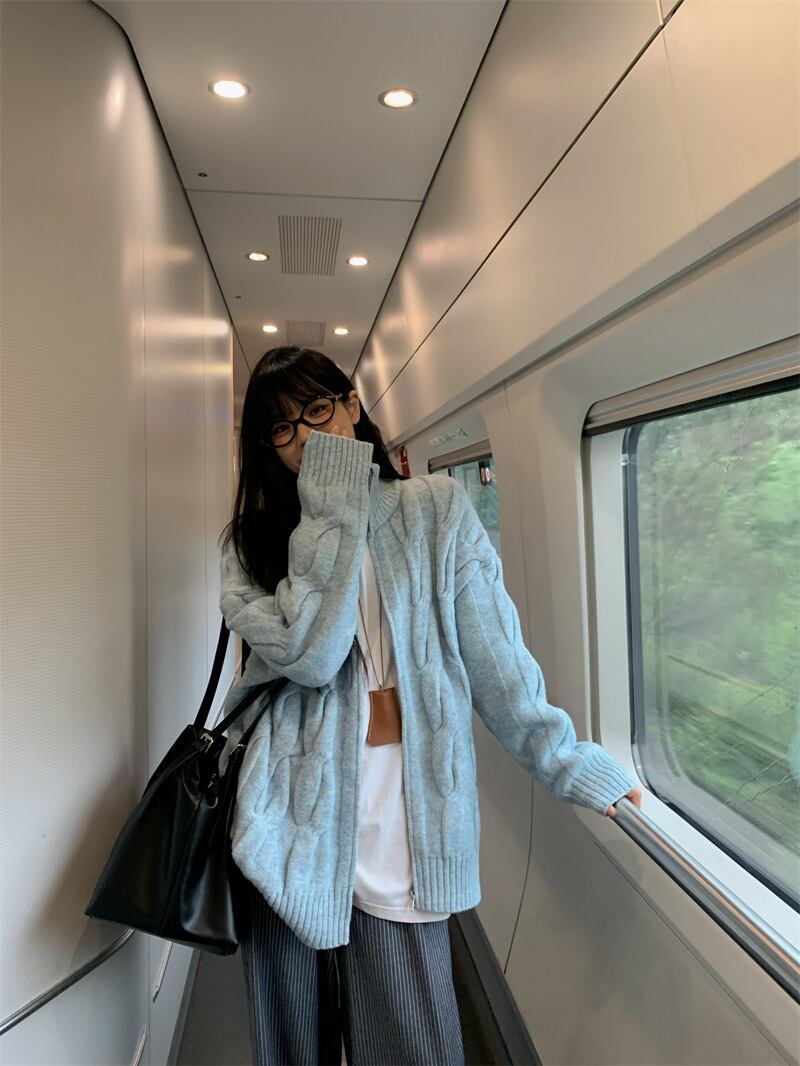 【outer】スタンドネックニットカーデ　M28432