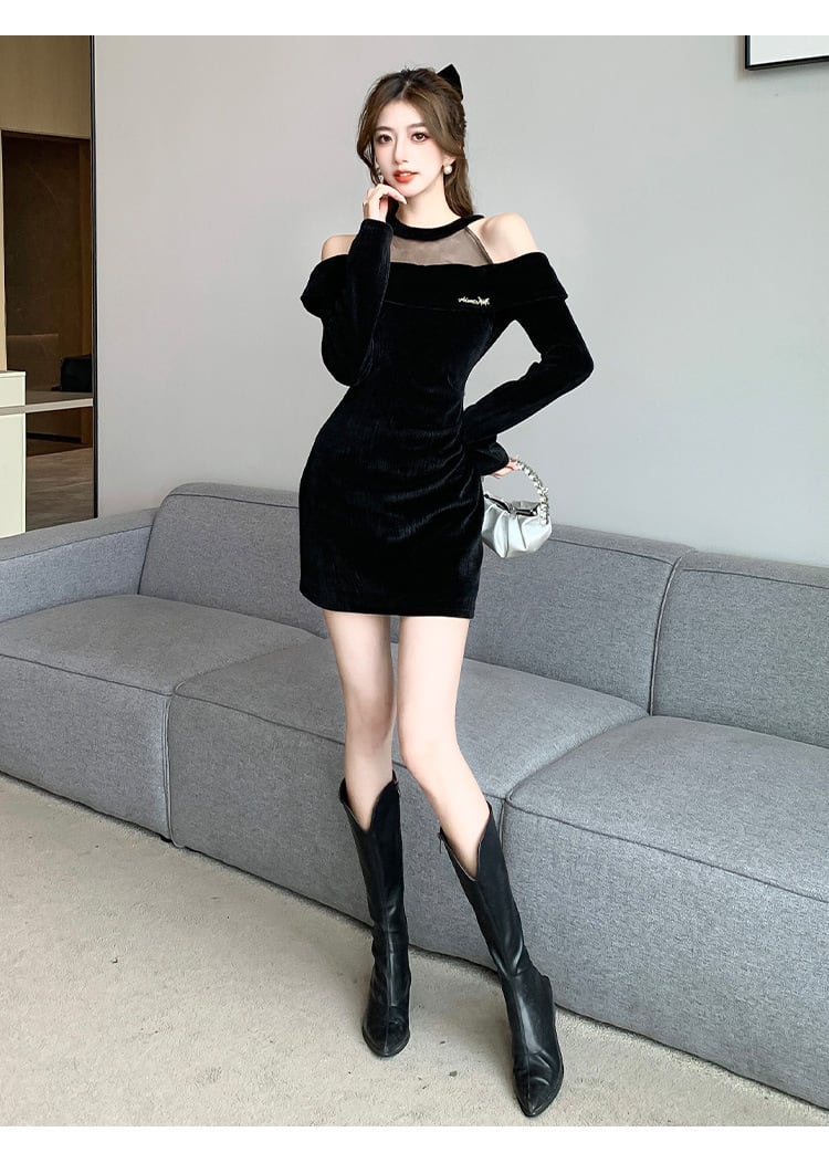 【dress】メッシュタイトミニワンピース G19251