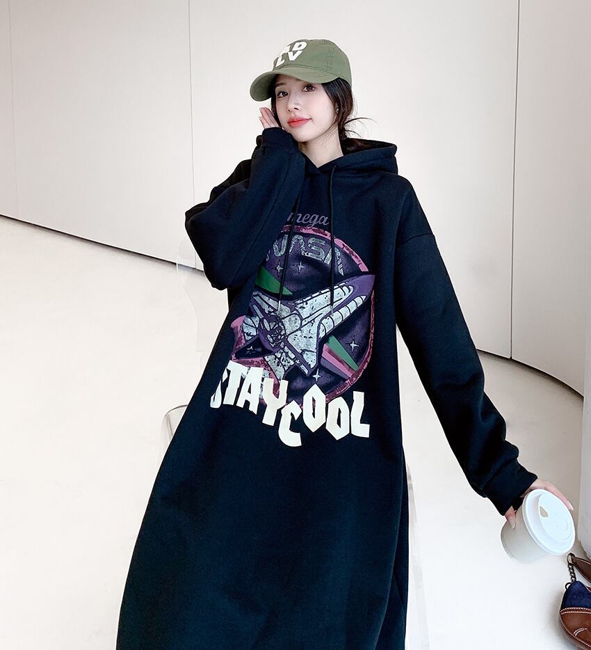【dress】裹起毛パーカーワンピース　M18579