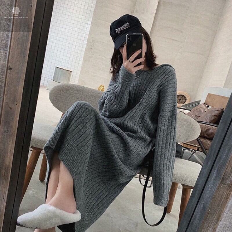 【dress】韓流スタイル好感度UP!気質満点秋冬新作レトロルーズニットワンピース G2346