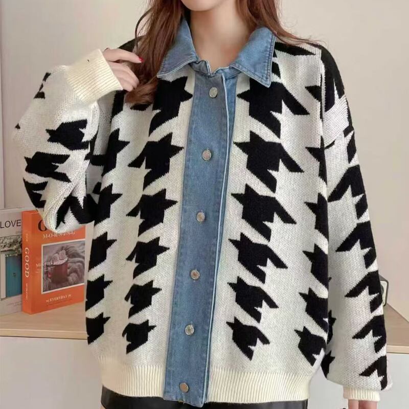 【outer】デニムドッキングニットカーディガン Q6736