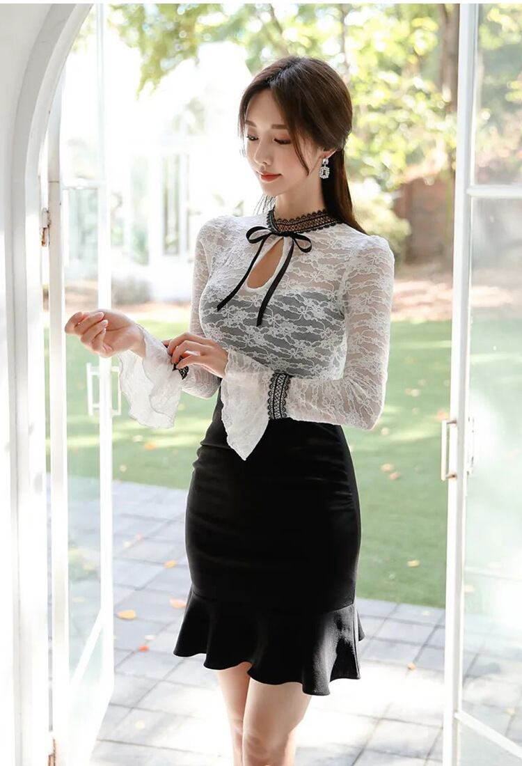 【dress】レースドッキングワンピース　M19048
