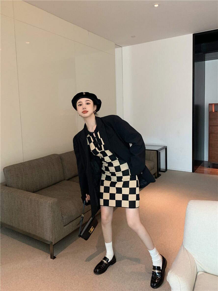 【dress】切り替えニットワンピース　M28574