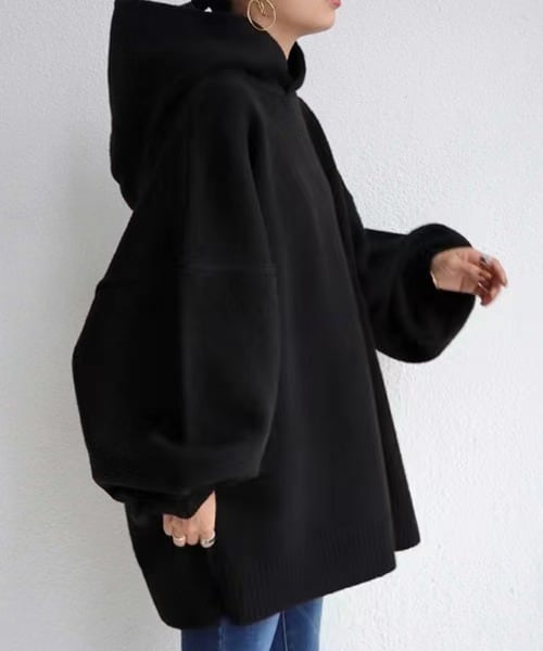 【tops】フード付きニットセーター　M26157