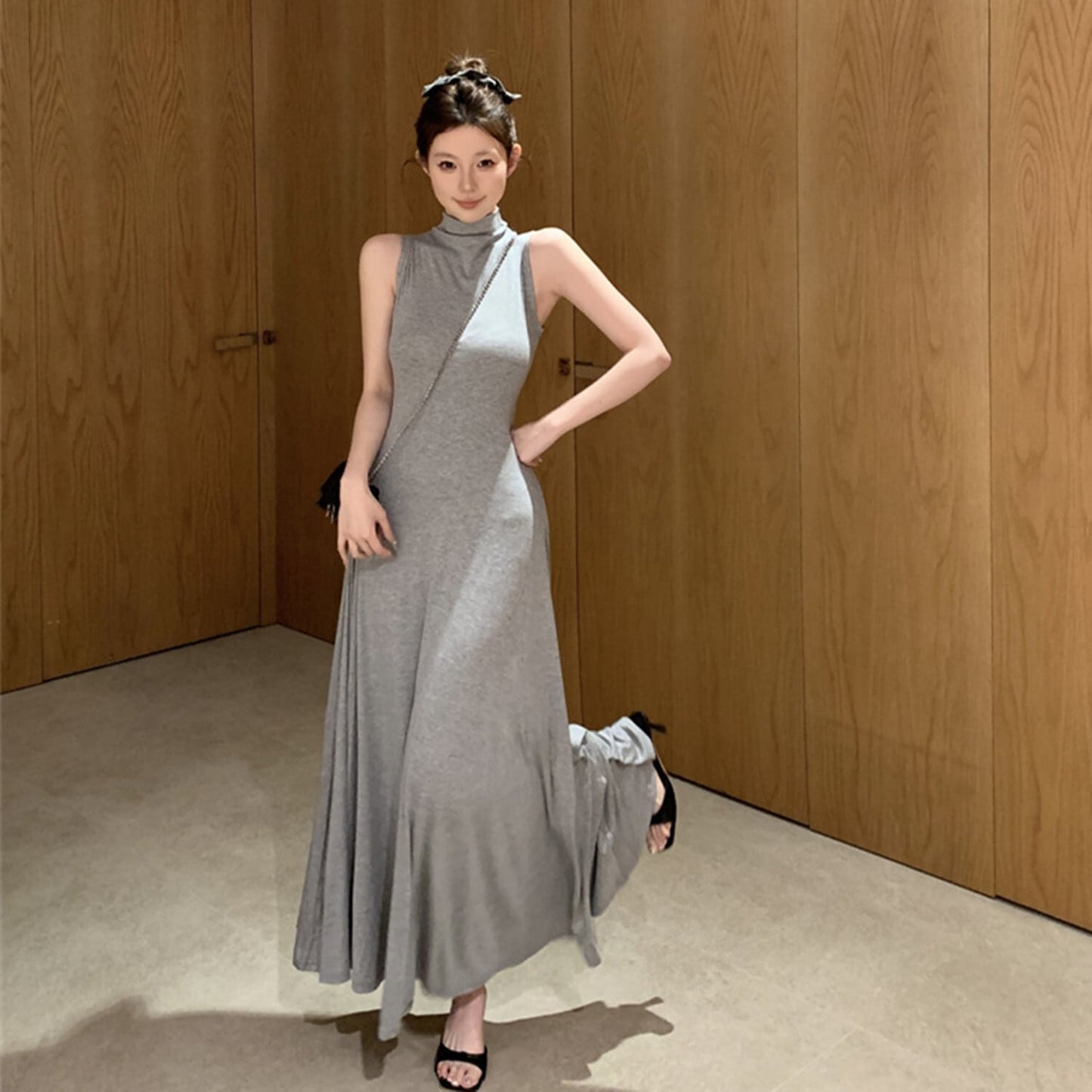 【dress】ハイネックノースリーブワンピース　N2978