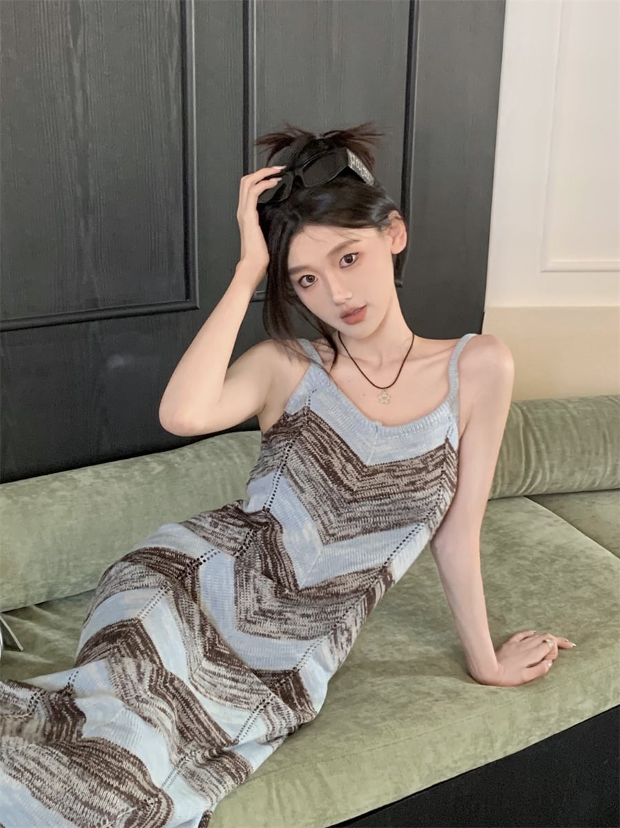 【dress】ストライプ柄ニットキャミワンピース G21561