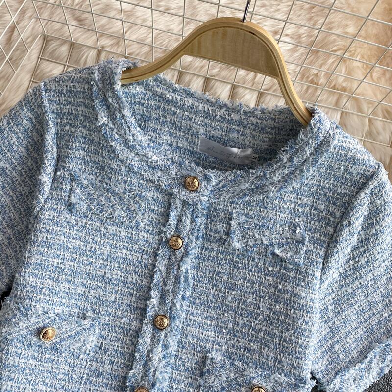 【set】高級感溢れる?3色ラウンドネックトップス+タイトスカートOL通勤セットアップF5647