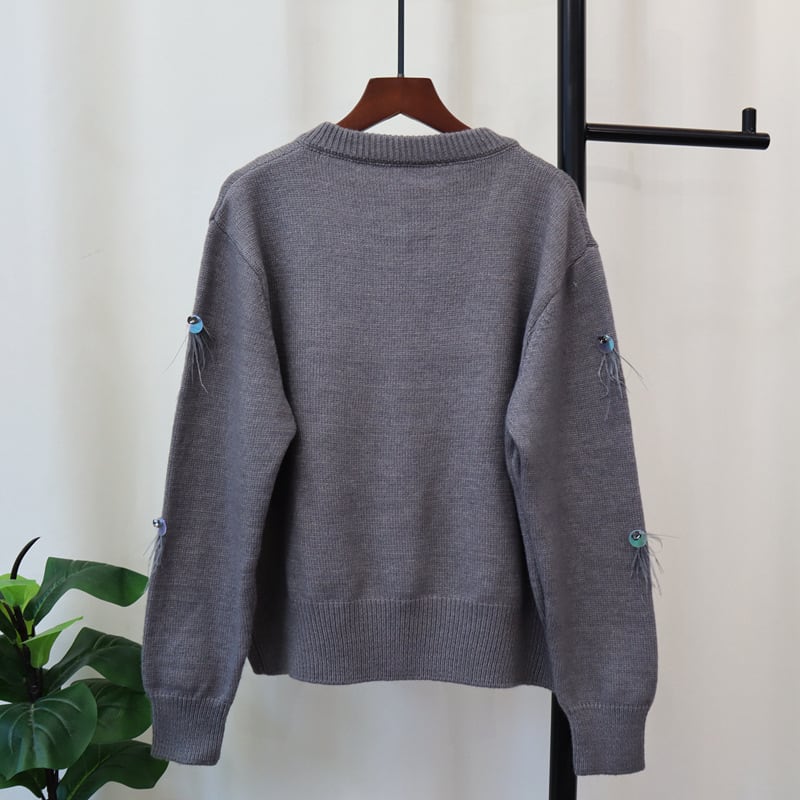 【outer】クルーネックニットカーデ　M25528